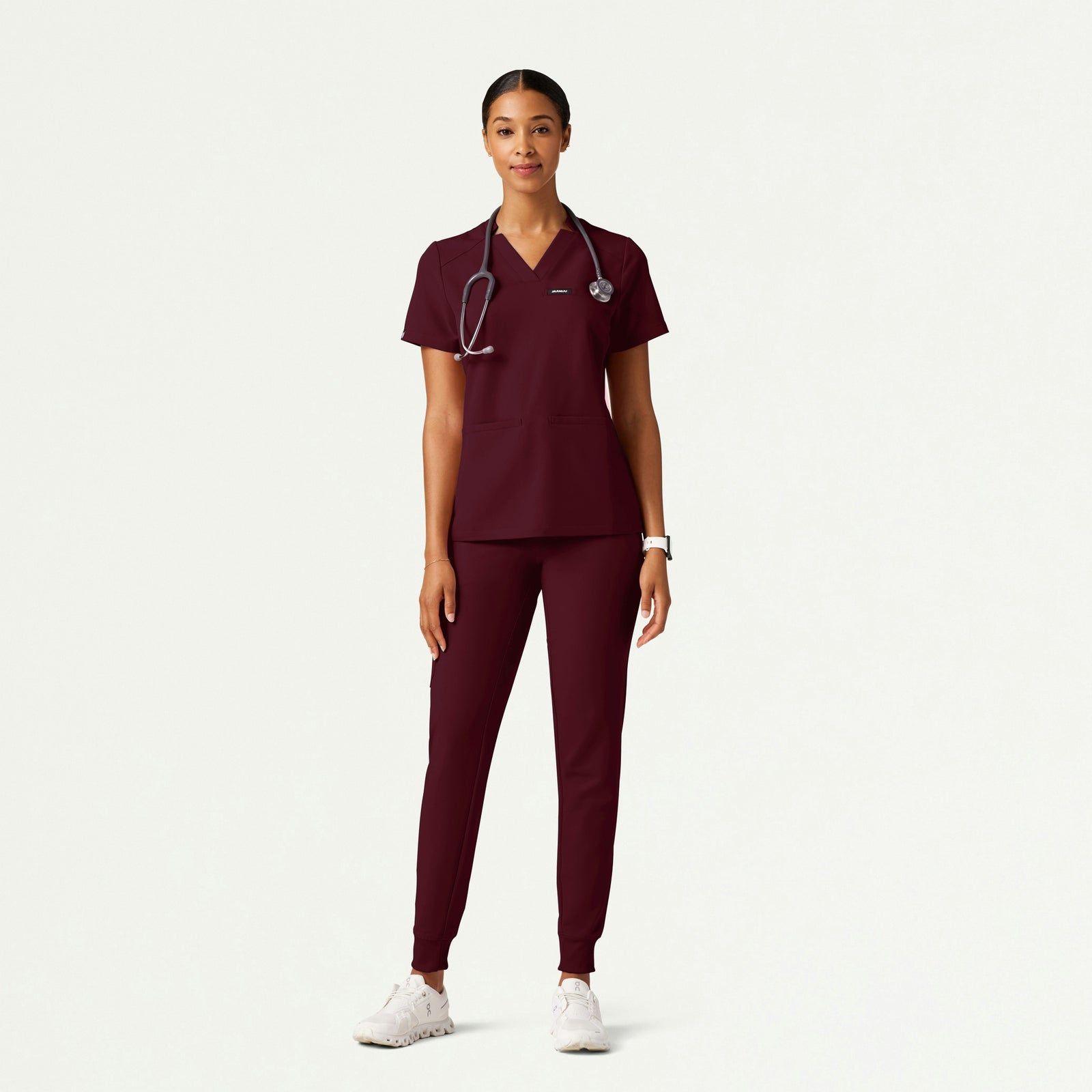 Silex Slim Knit-Waist Scrub Jogger - Burgundy - WOMEN'S PANTS - Jaanuu