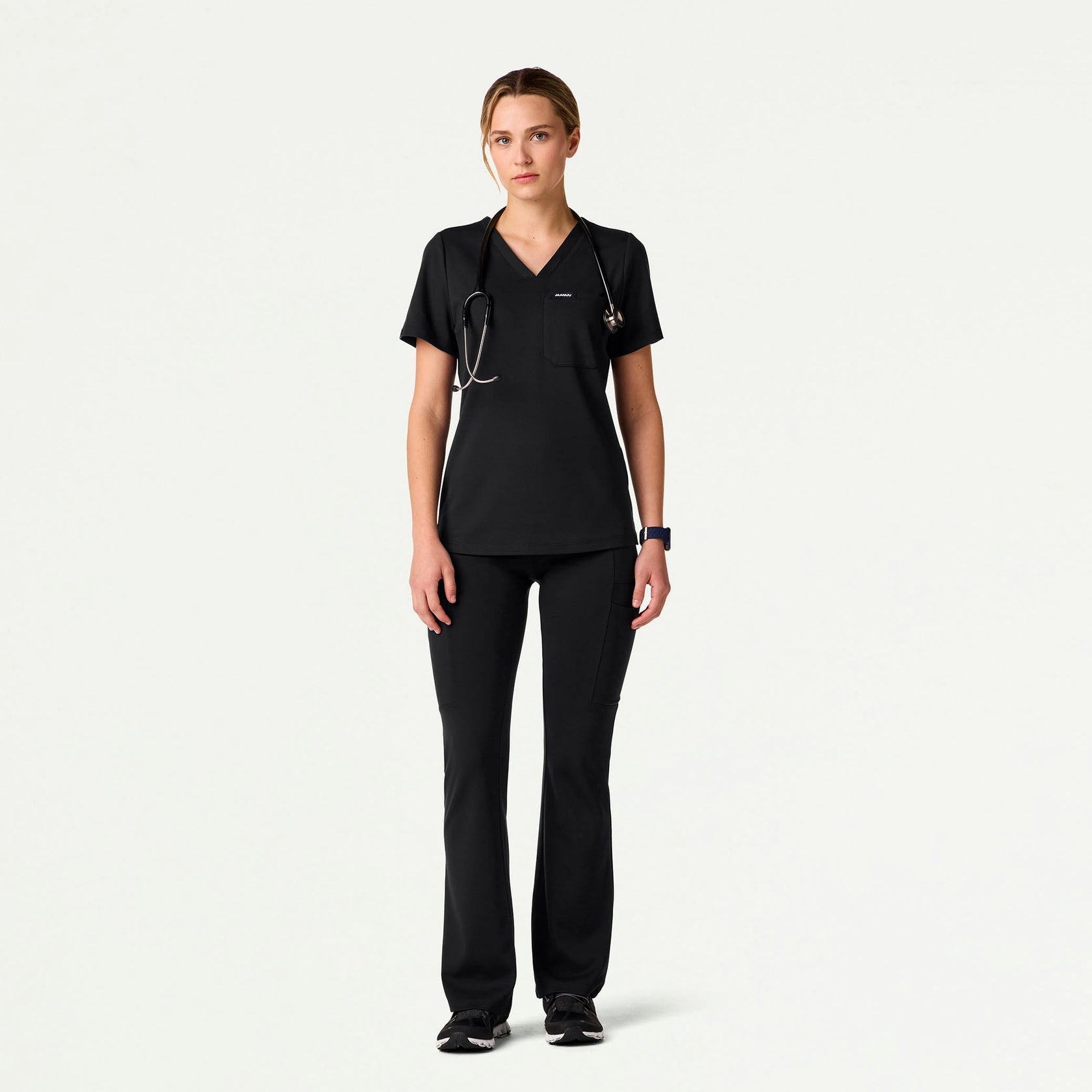 Sona Slim ULTRAsoft Scrub Top - Black - WOMEN'S TOPS - Jaanuu