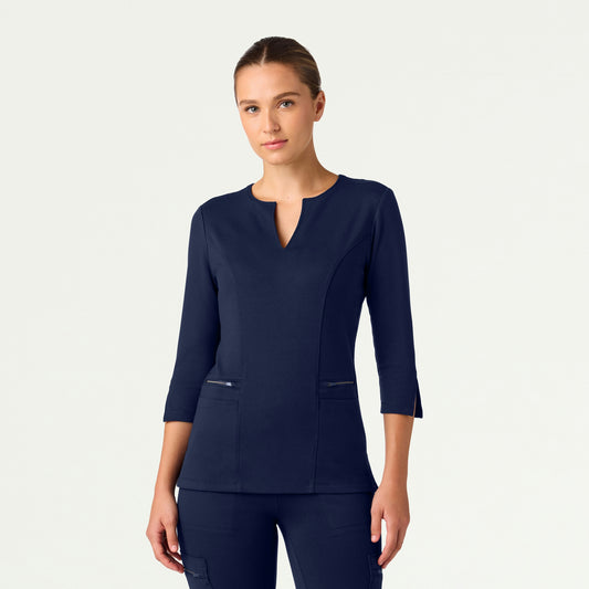 Zoe Slim 3/4-Sleeve ULTRAsoft Scrub Top - Midnight Navy - WOMEN'S TOPS - Jaanuu