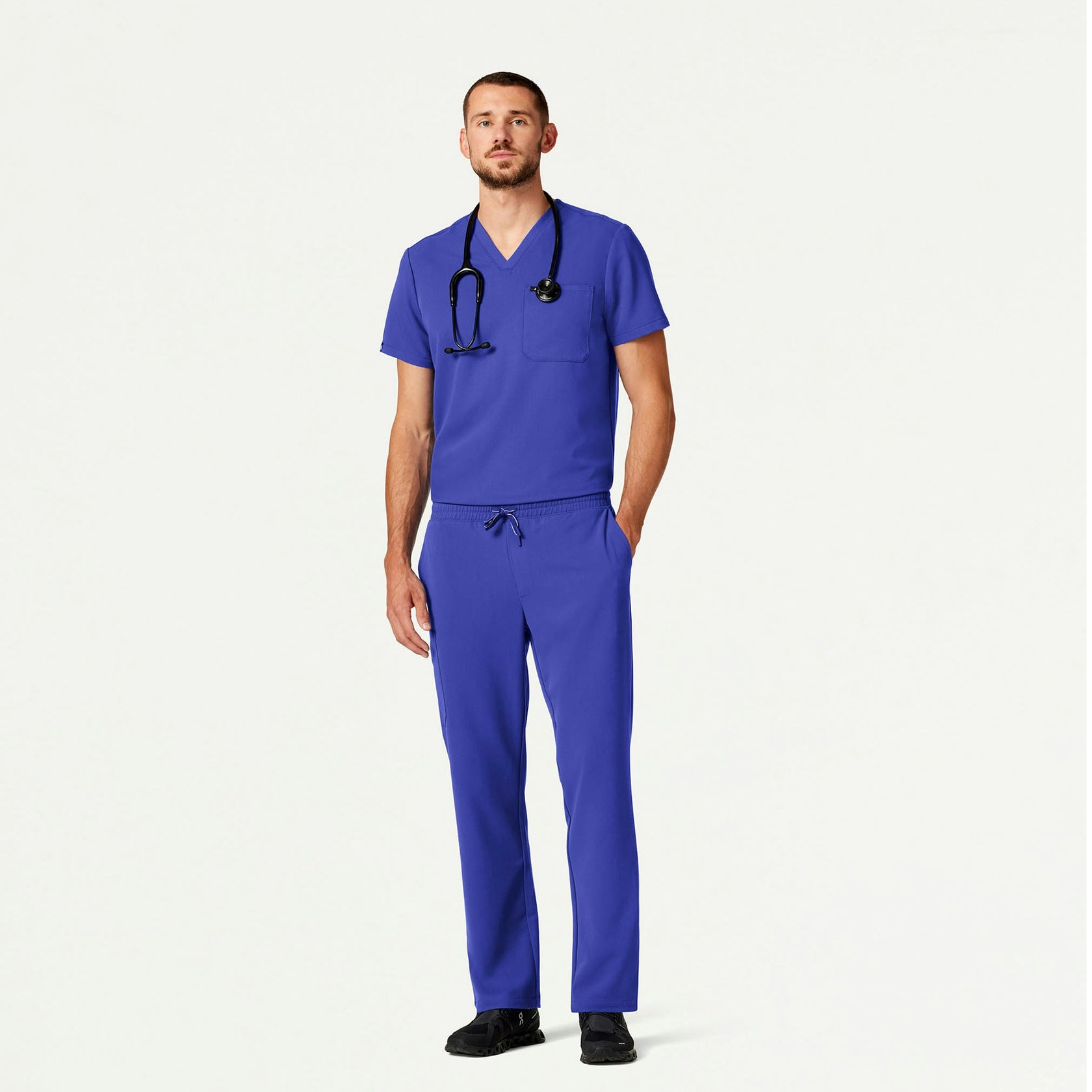 Holmes Everyday 1-Pocket Scrub Top - Moon Blue - MEN'S TOPS - Jaanuu