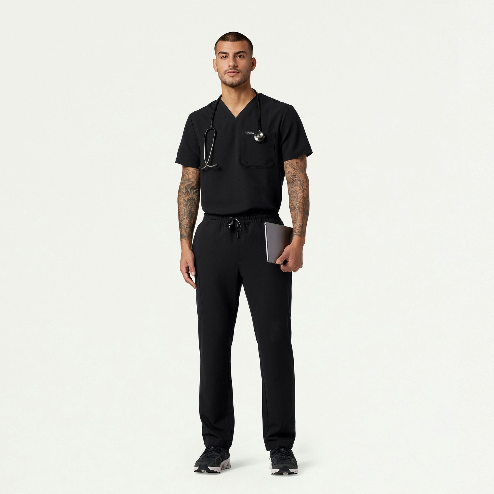 Holmes Everyday 1-Pocket Scrub Top - Black - MEN'S TOPS - Jaanuu