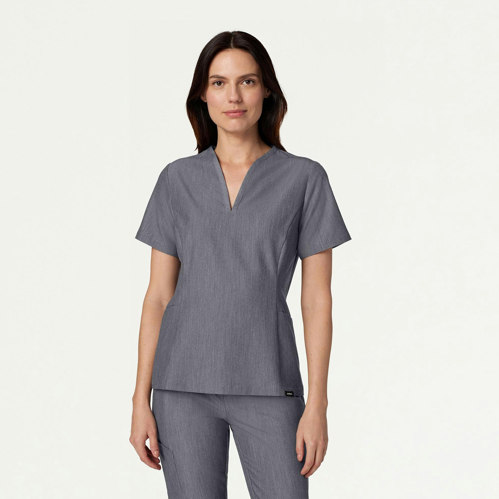 Calix Fit & Flare Scrub Top - Heather Gray - WOMEN'S TOPS - Jaanuu