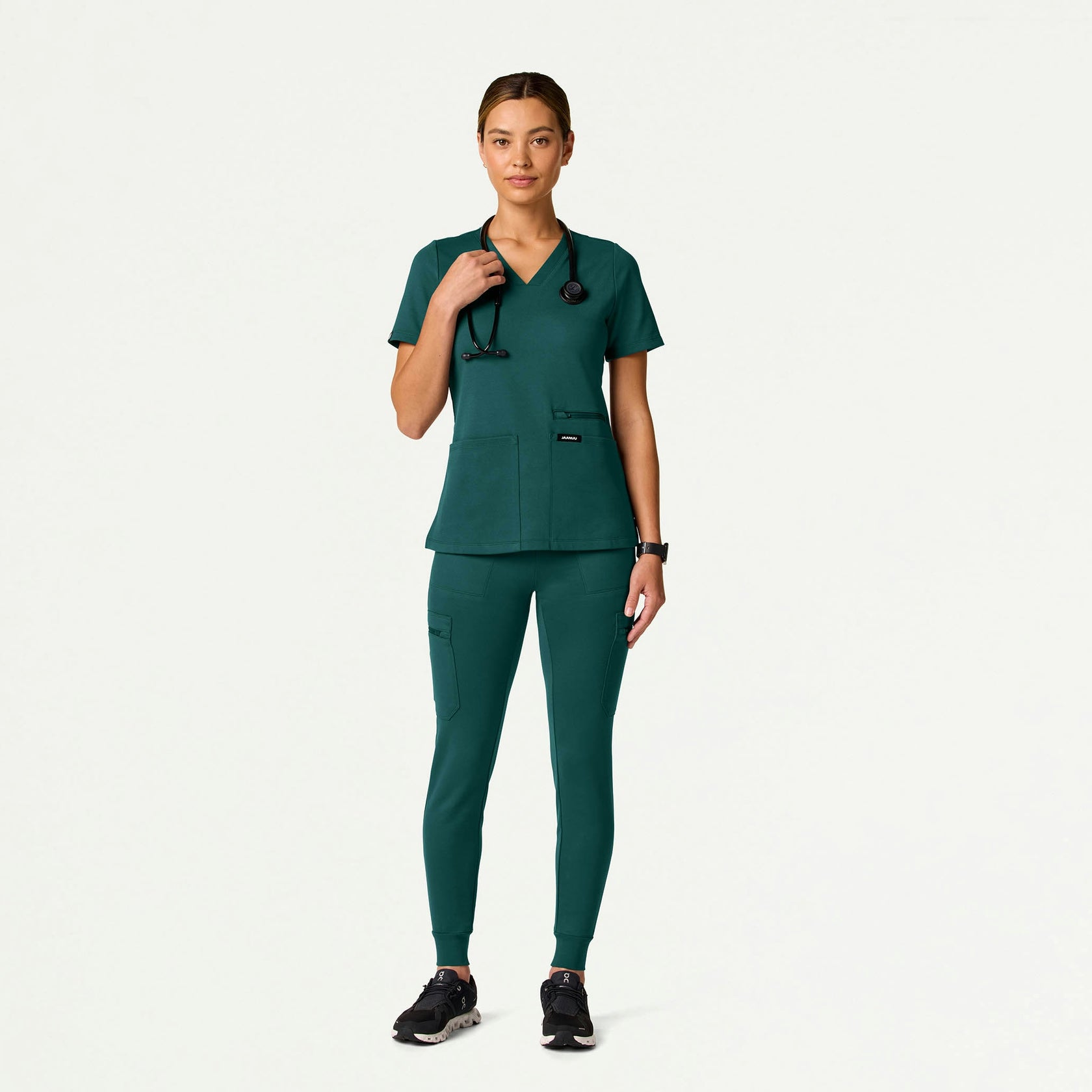 Kass Slim 4-Pocket ULTRAsoft Scrub Top - Midnight Green - WOMEN'S TOPS - Jaanuu