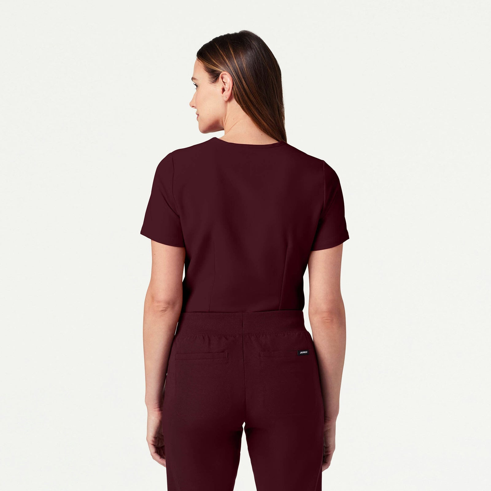 Rhena Slim Essential 1-Pocket Scrub Top - Burgundy - WOMEN'S TOPS - Jaanuu