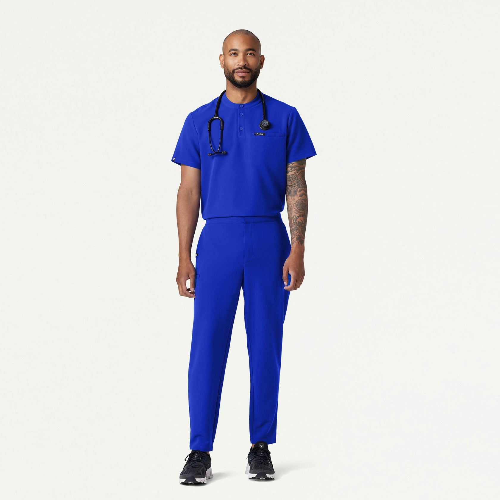 Reeve Henley Scrub Top - Electric Blue - MEN'S TOPS - Jaanuu