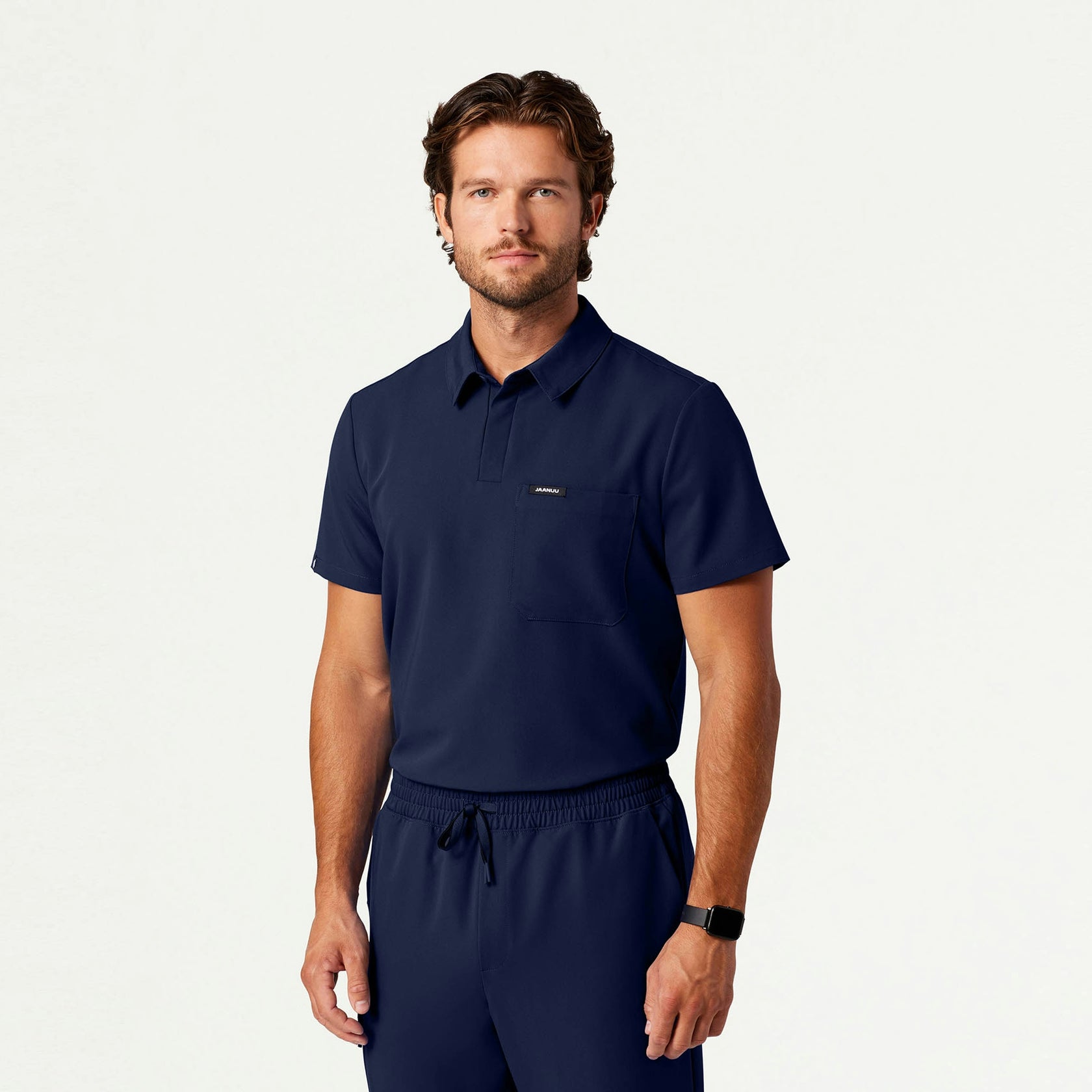 Axis Polo Scrub Top - Midnight Navy - MEN'S TOPS - Jaanuu