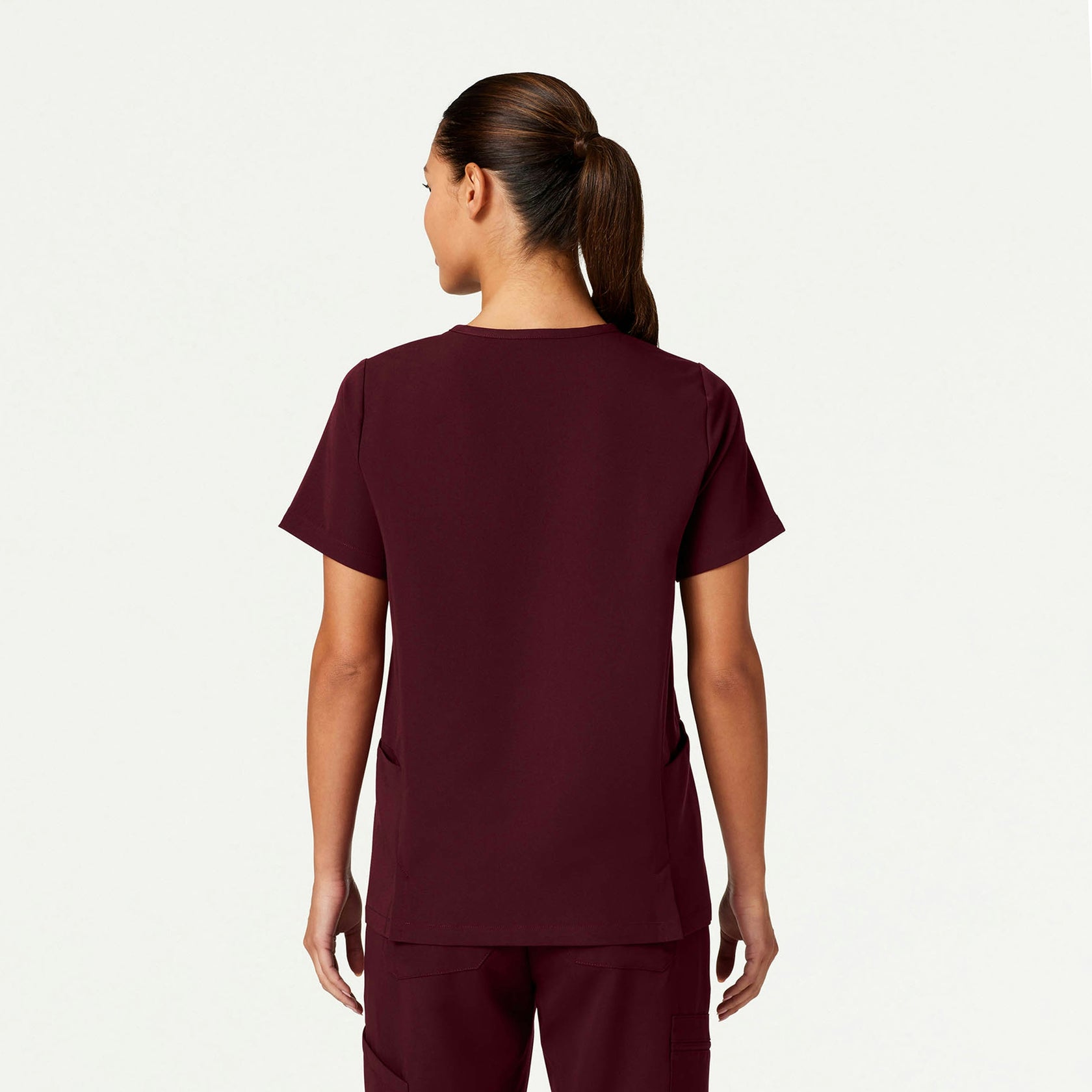 Magna 3-Pocket Scrub Top - Burgundy - WOMEN'S TOPS - Jaanuu