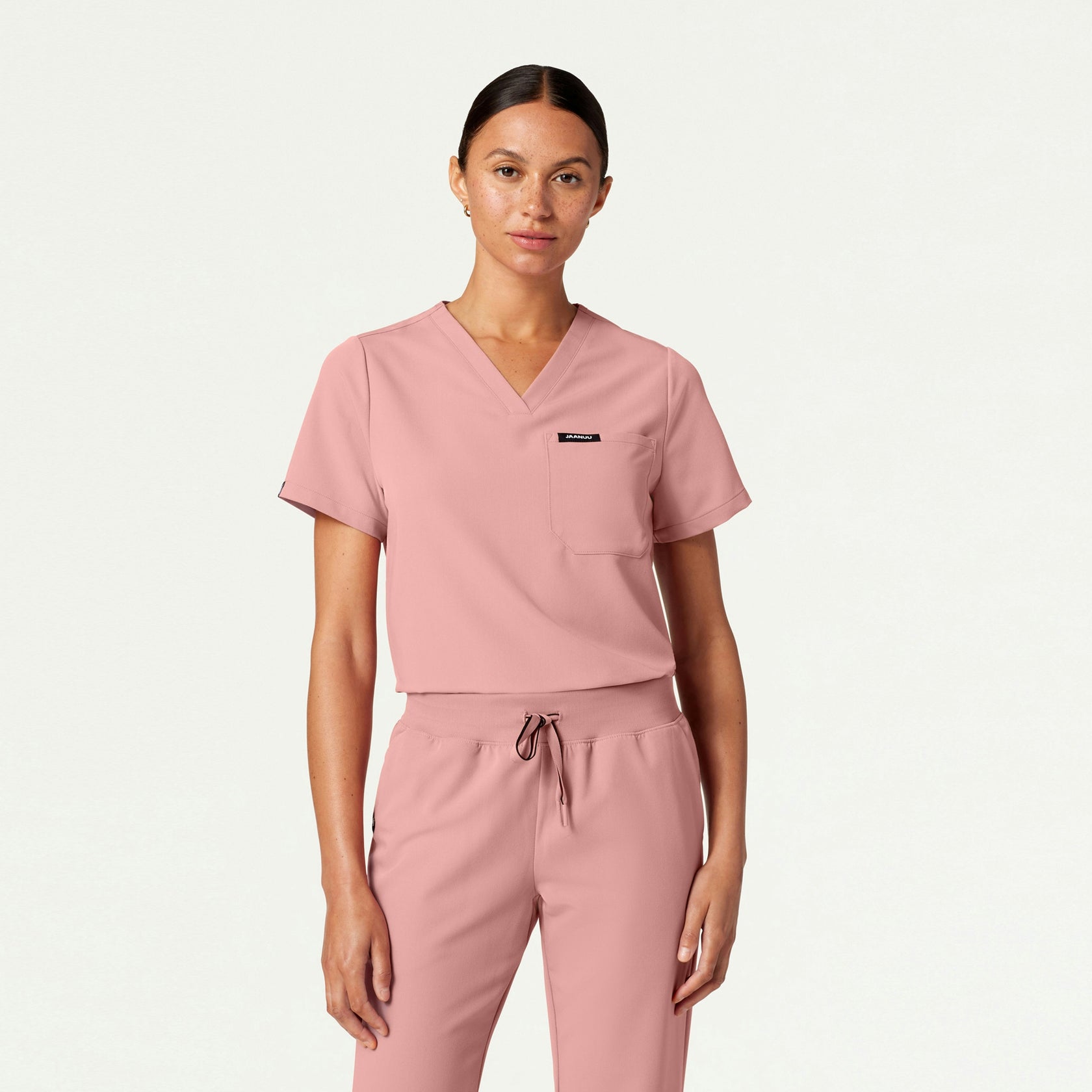 Rhena Essential 1-Pocket Scrub Top - Mauve - WOMEN'S TOPS - Jaanuu