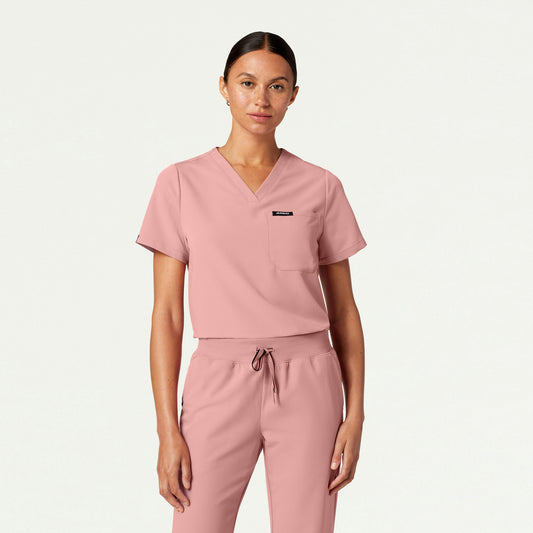 Rhena Essential 1-Pocket Scrub Top - Mauve - WOMEN'S TOPS - Jaanuu