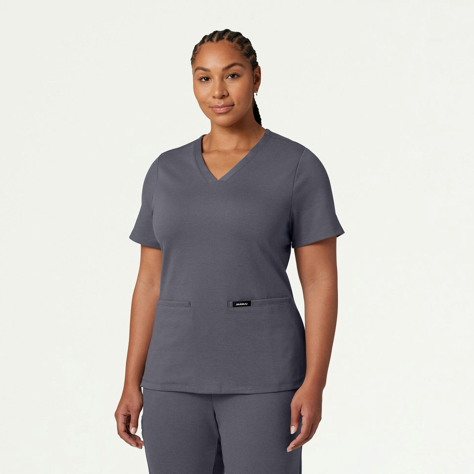 Cesi Slim ULTRAsoft Scrub Top - Heather Gray - WOMEN'S TOPS - Jaanuu