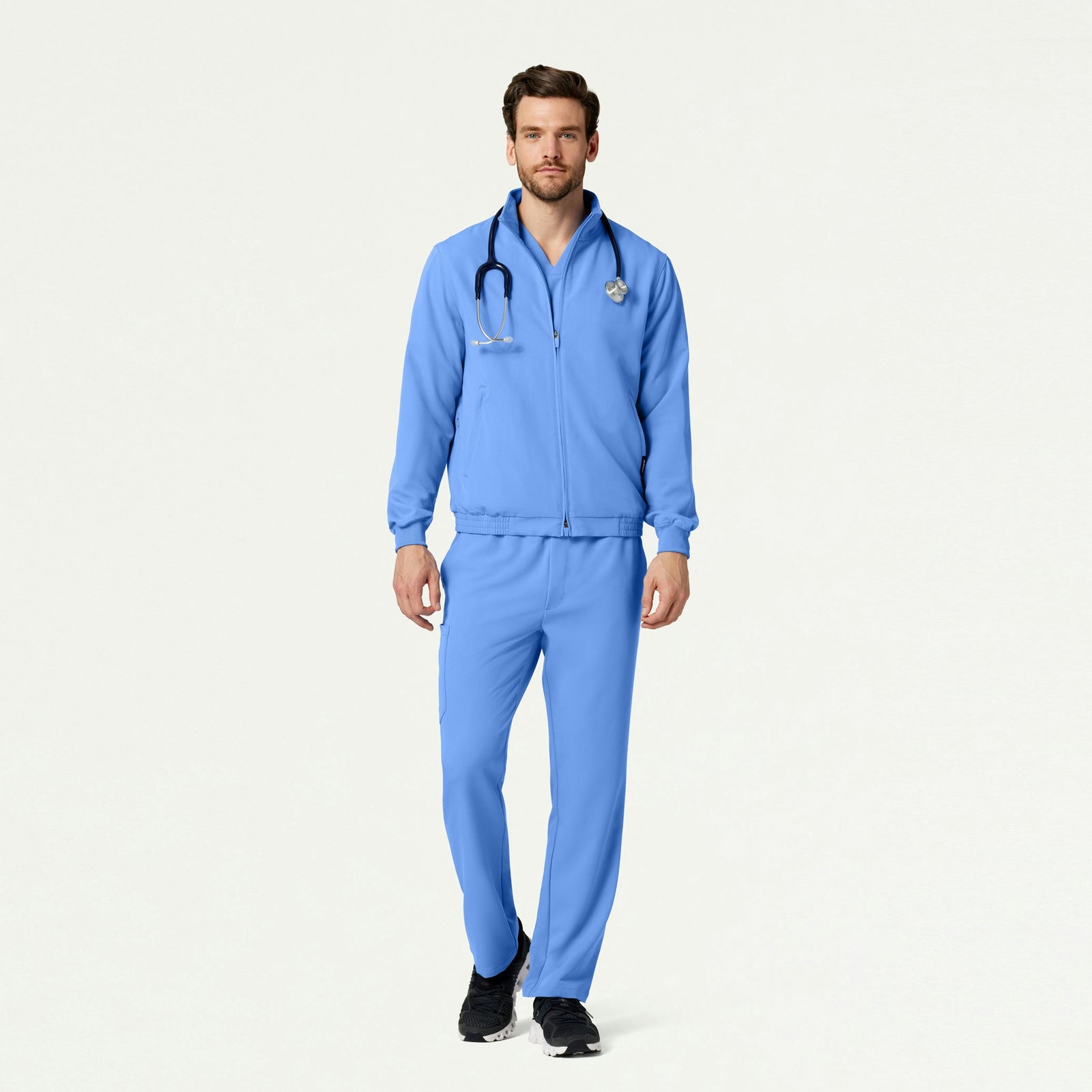 Wolfe Everyday 6-Pocket Scrub Jacket - Ceil Blue - MEN'S JACKETS - Jaanuu