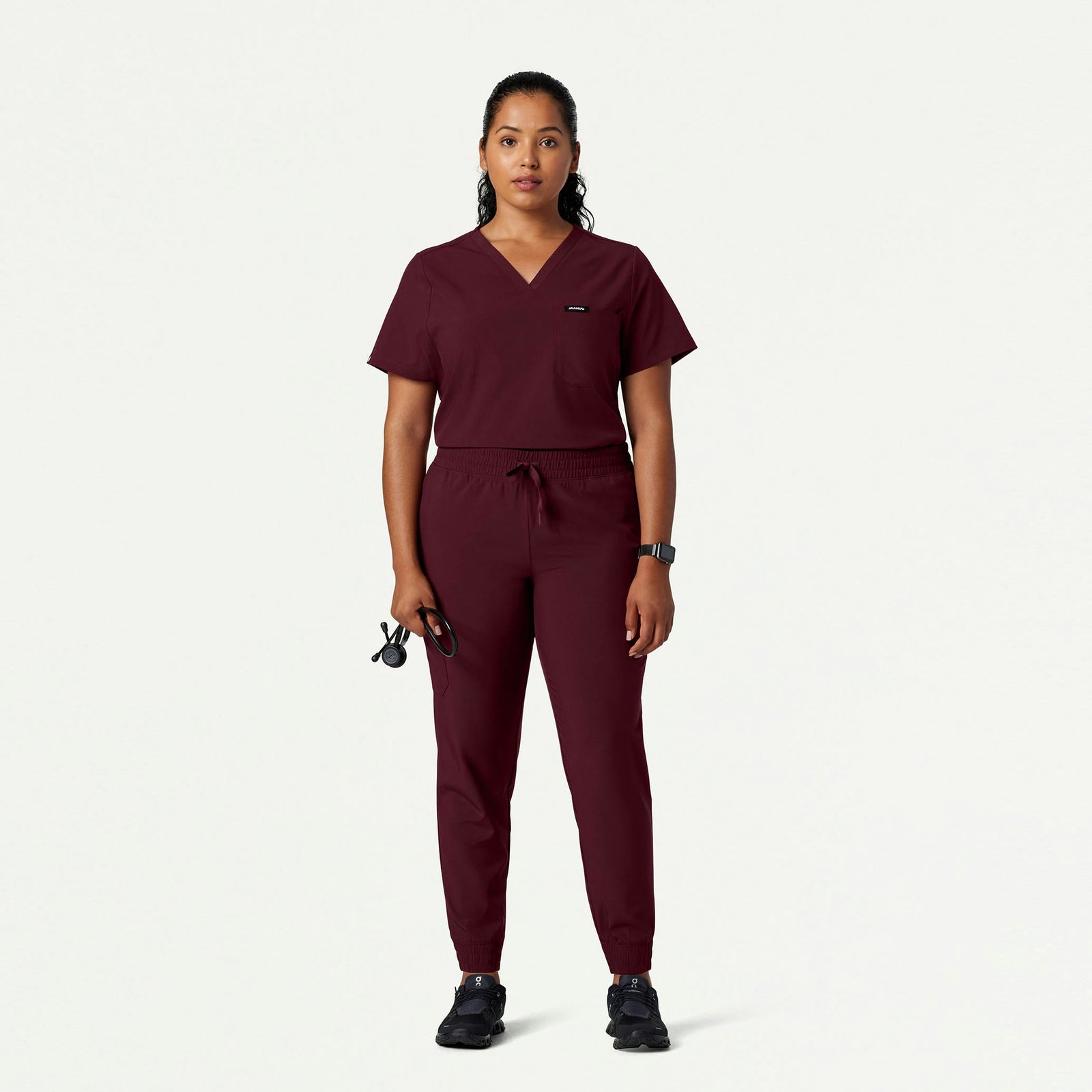 Pret 1-Pocket Classic Scrub Top - Burgundy - WOMEN'S TOPS - Jaanuu