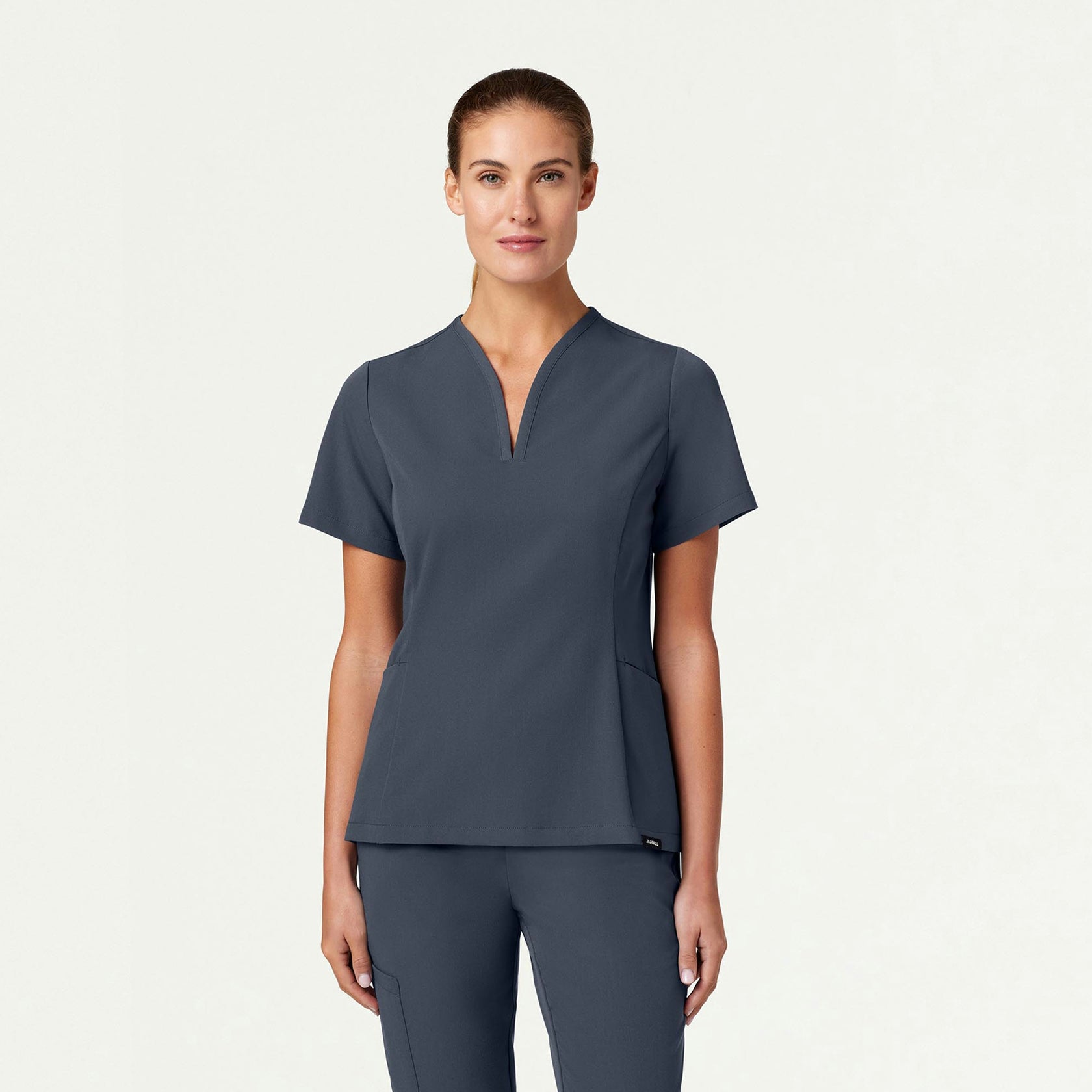 Calix Fit & Flare Scrub Top - Carbon Gray - WOMEN'S TOPS - Jaanuu