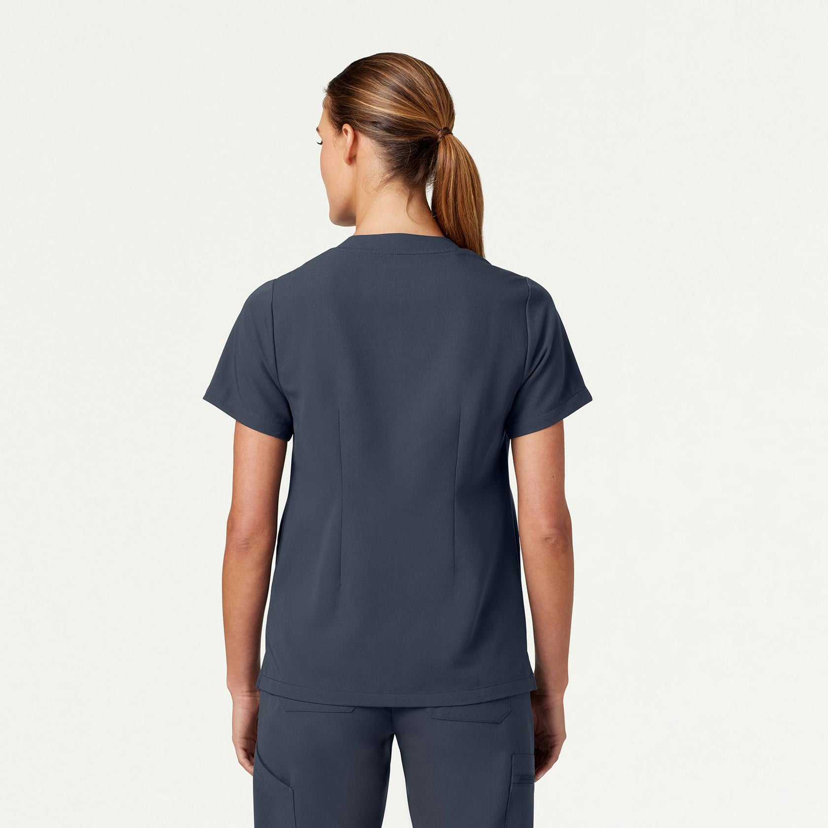 Helia Notched V-Neck Scrub Top - Carbon Gray - WOMEN'S TOPS - Jaanuu