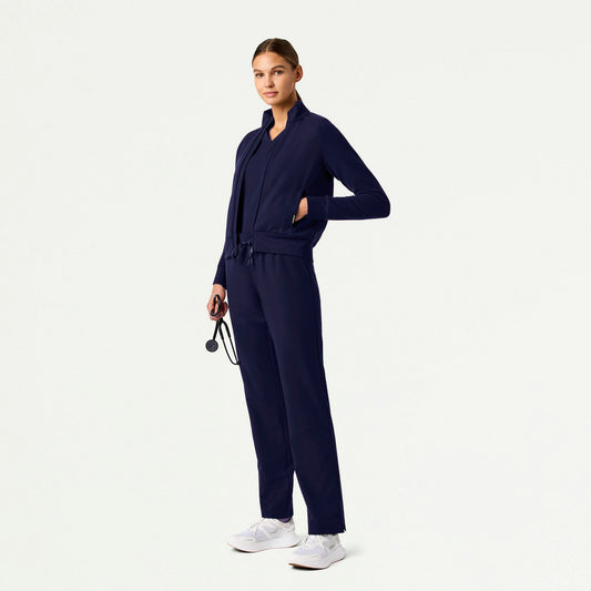 The Ava Fleece Scrub Set - Midnight Navy