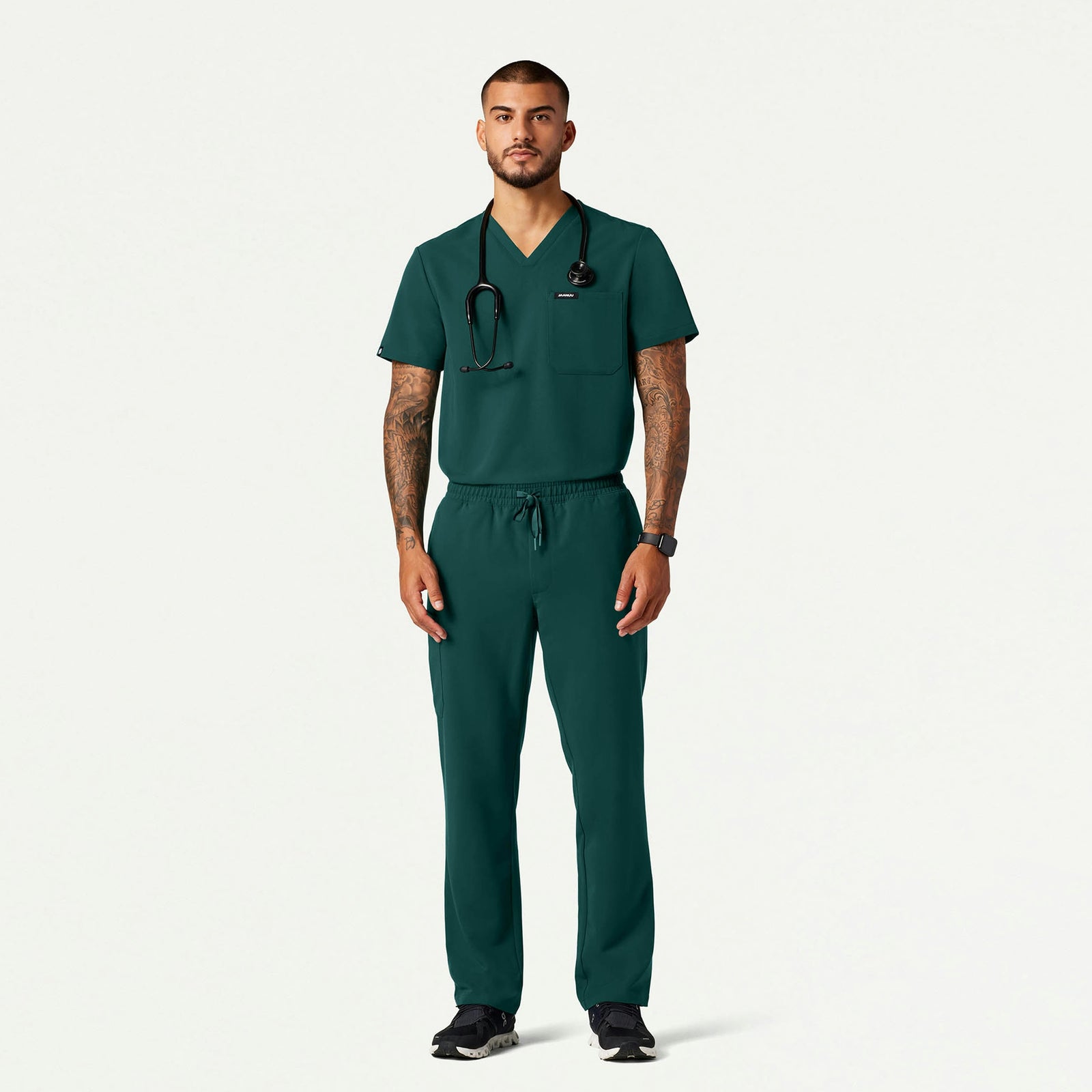 Holmes Everyday 1-Pocket Scrub Top - Midnight Green - MEN'S TOPS - Jaanuu