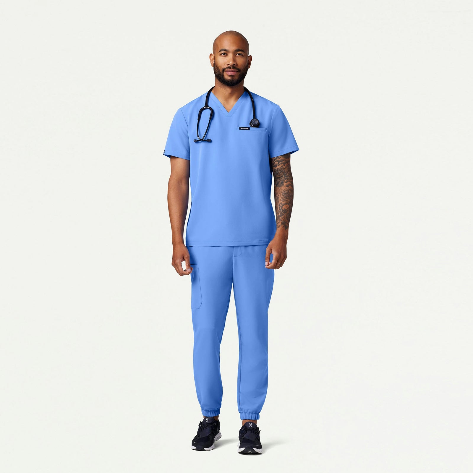 Romin 1-Pocket Scrub Top - Ceil Blue - MEN'S TOPS - Jaanuu