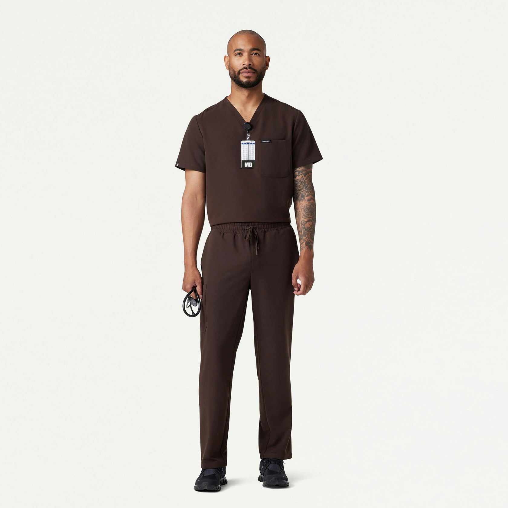 Holmes Everyday 1-Pocket Scrub Top - Espresso - MEN'S TOPS - Jaanuu