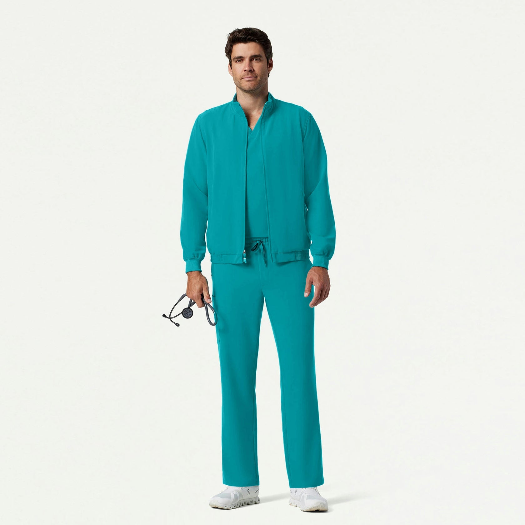 Wolfe Everyday 6-Pocket Scrub Jacket - Aqua - MEN'S JACKETS - Jaanuu