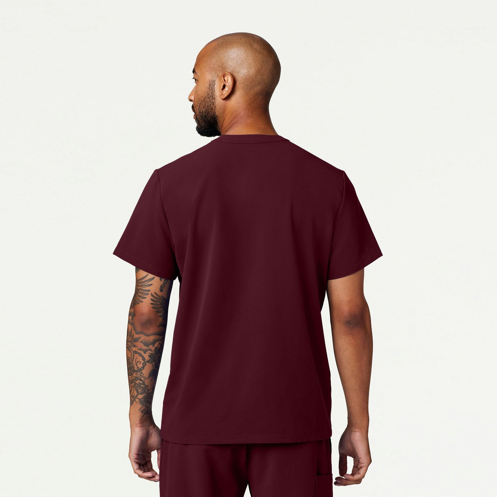 Reeve Henley Scrub Top - Burgundy - MEN'S TOPS - Jaanuu