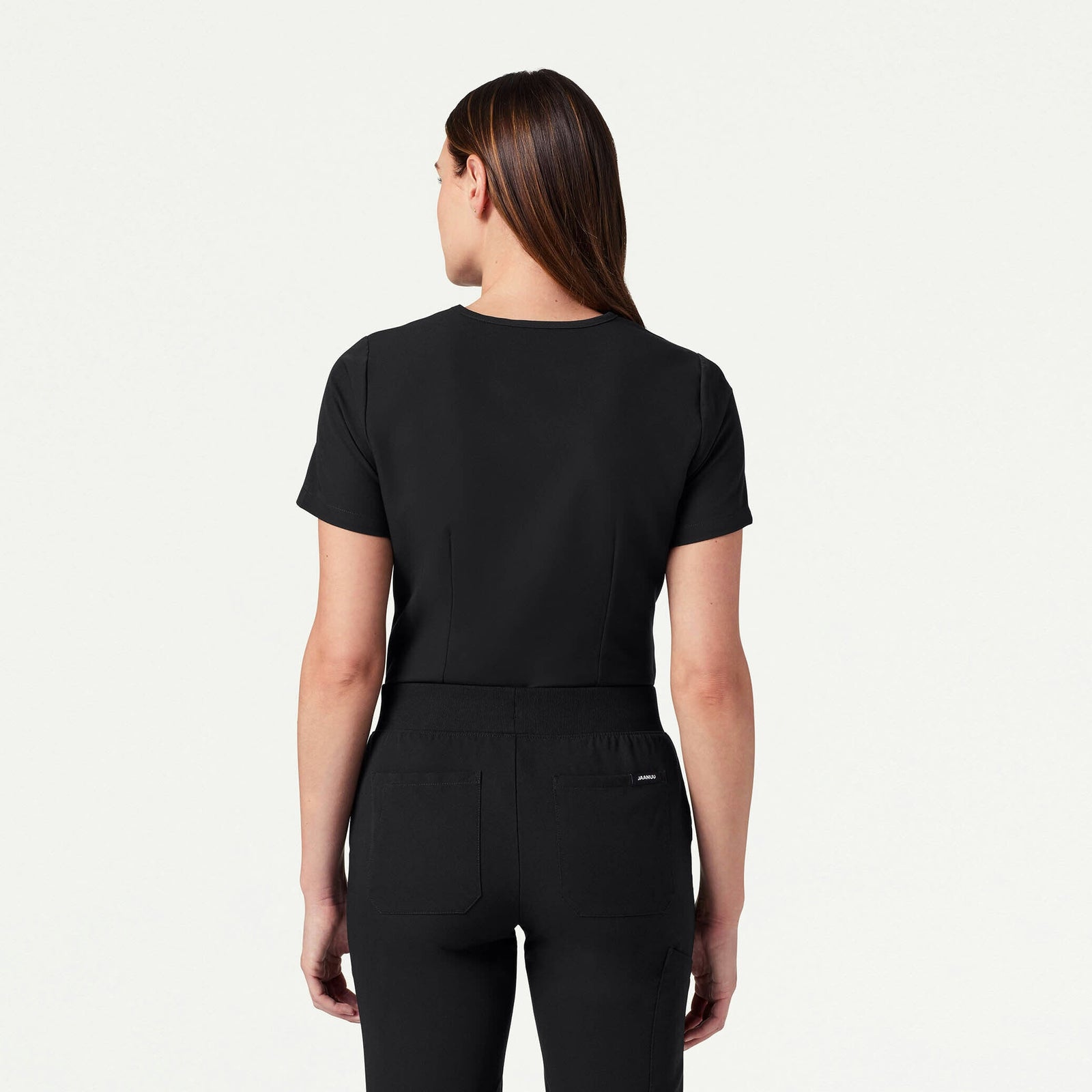 Rhena Slim Essential 1-Pocket Scrub Top - Black - WOMEN'S TOPS - Jaanuu