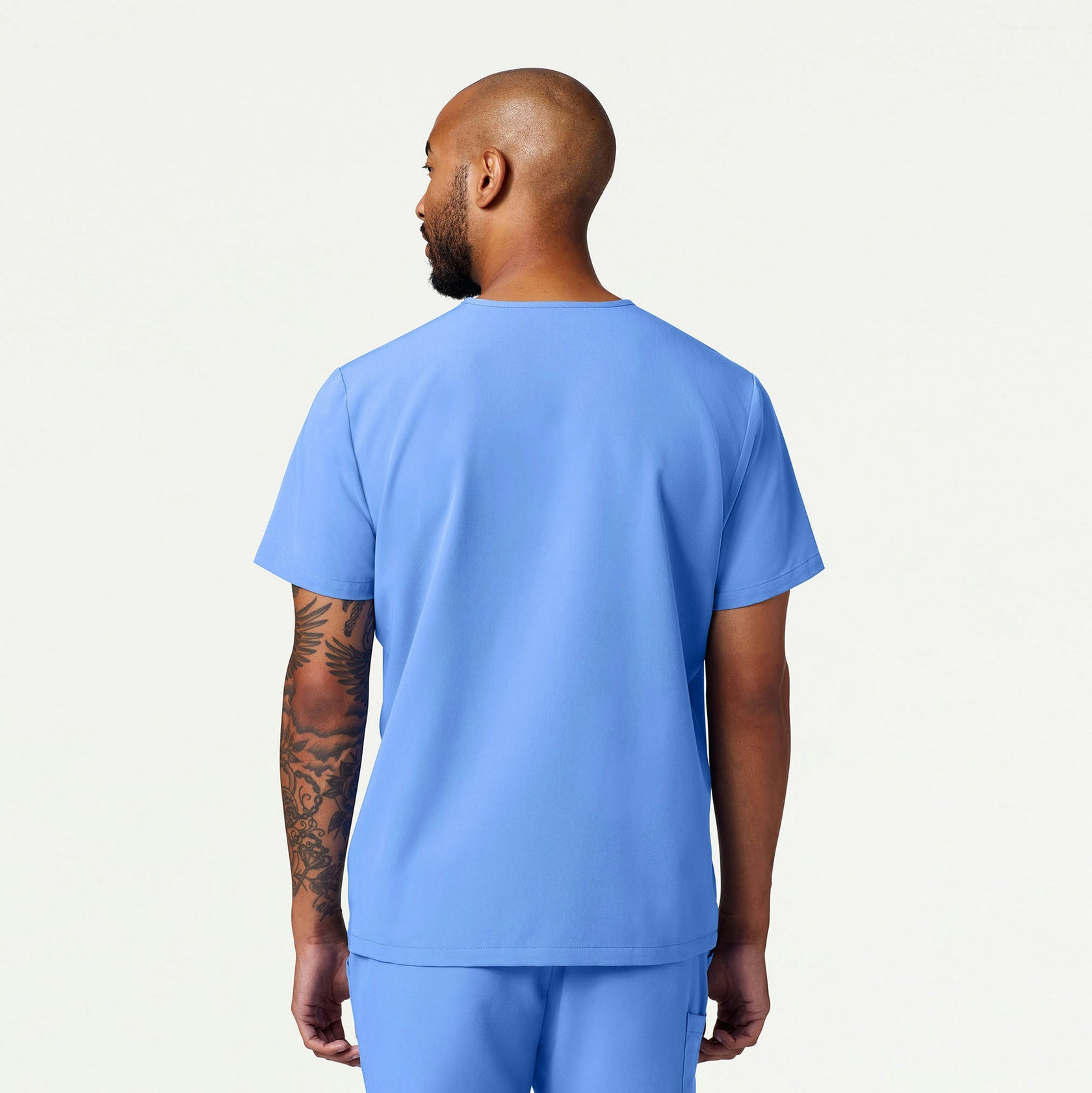 Romin 1-Pocket Scrub Top - Ceil Blue - MEN'S TOPS - Jaanuu