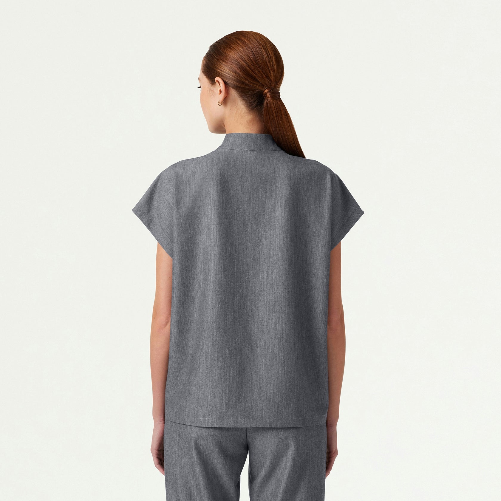 Aris Oversized 2-Pocket Scrub Top - Heather Gray - WOMEN'S TOPS - Jaanuu