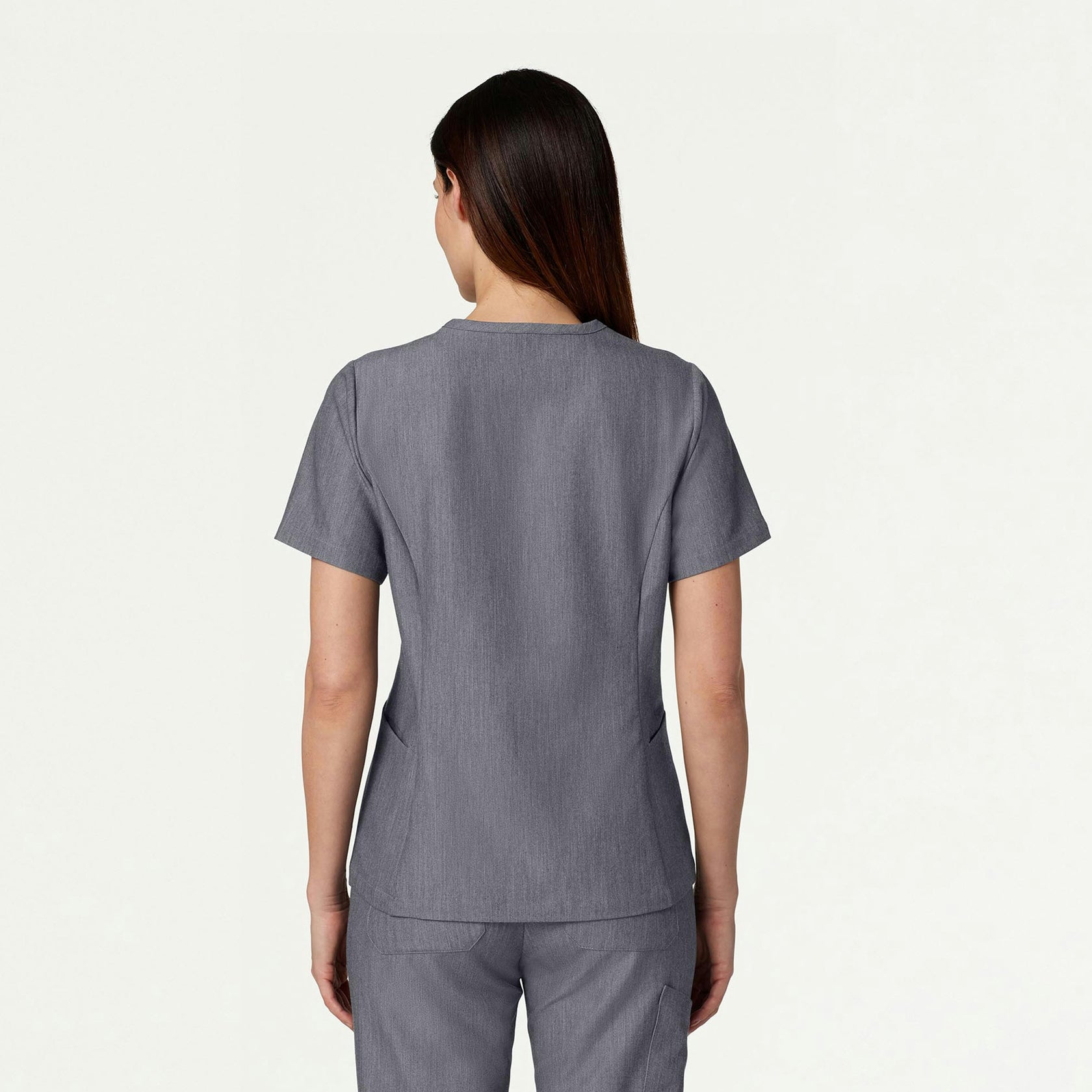 Calix Fit & Flare Scrub Top - Heather Gray - WOMEN'S TOPS - Jaanuu