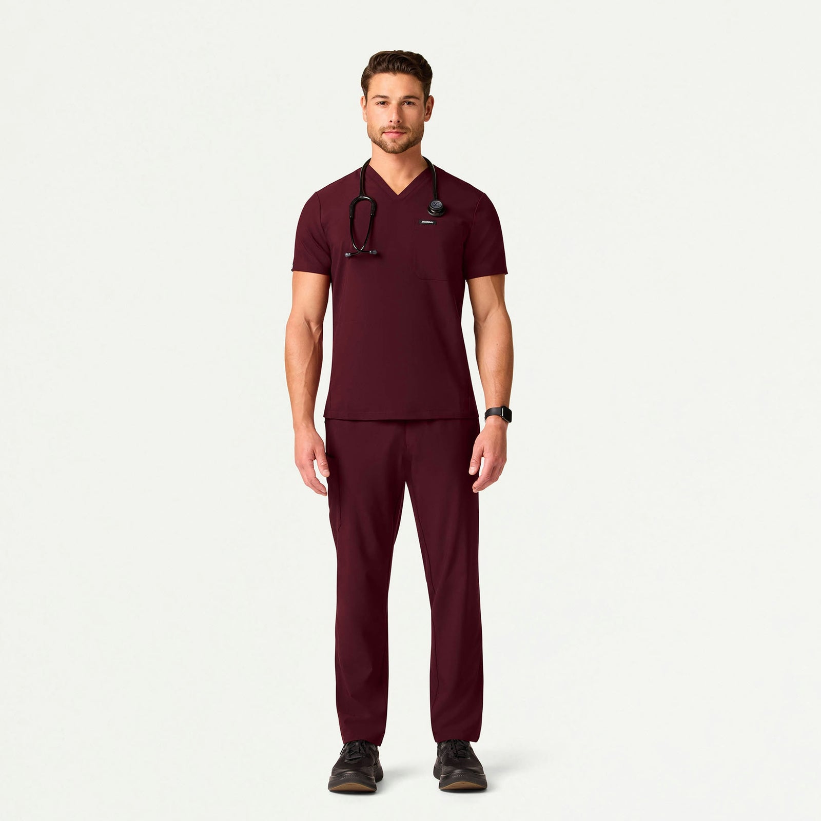 Bron ULTRAlite™ 3-Pocket Scrub Top - Burgundy - MEN'S TOPS - Jaanuu