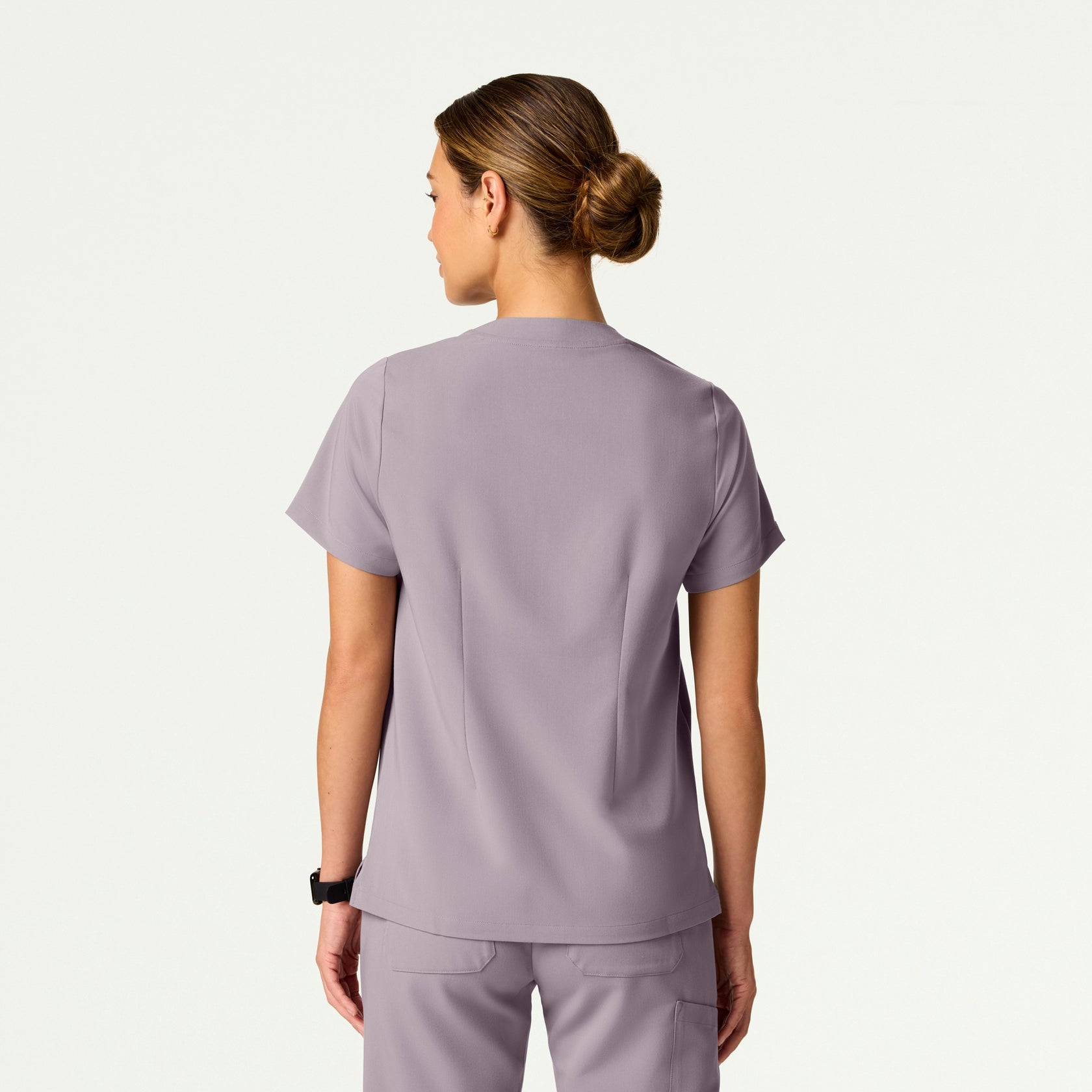 Helia Notched V-Neck Scrub Top - Chrome - WOMEN'S TOPS - Jaanuu