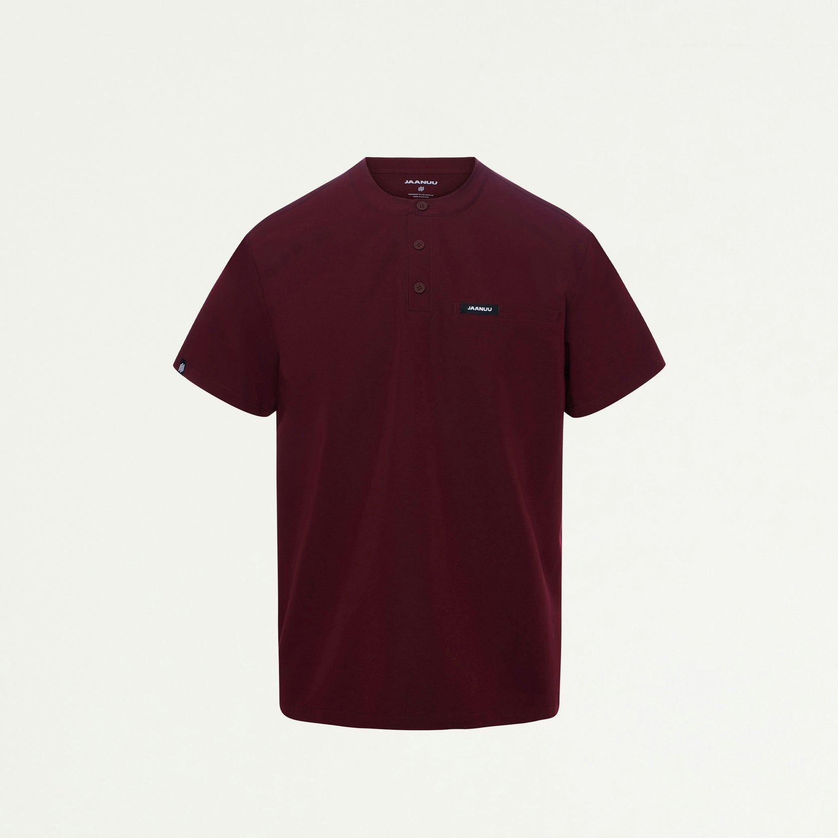 Reeve Henley Scrub Top - Burgundy - MEN'S TOPS - Jaanuu