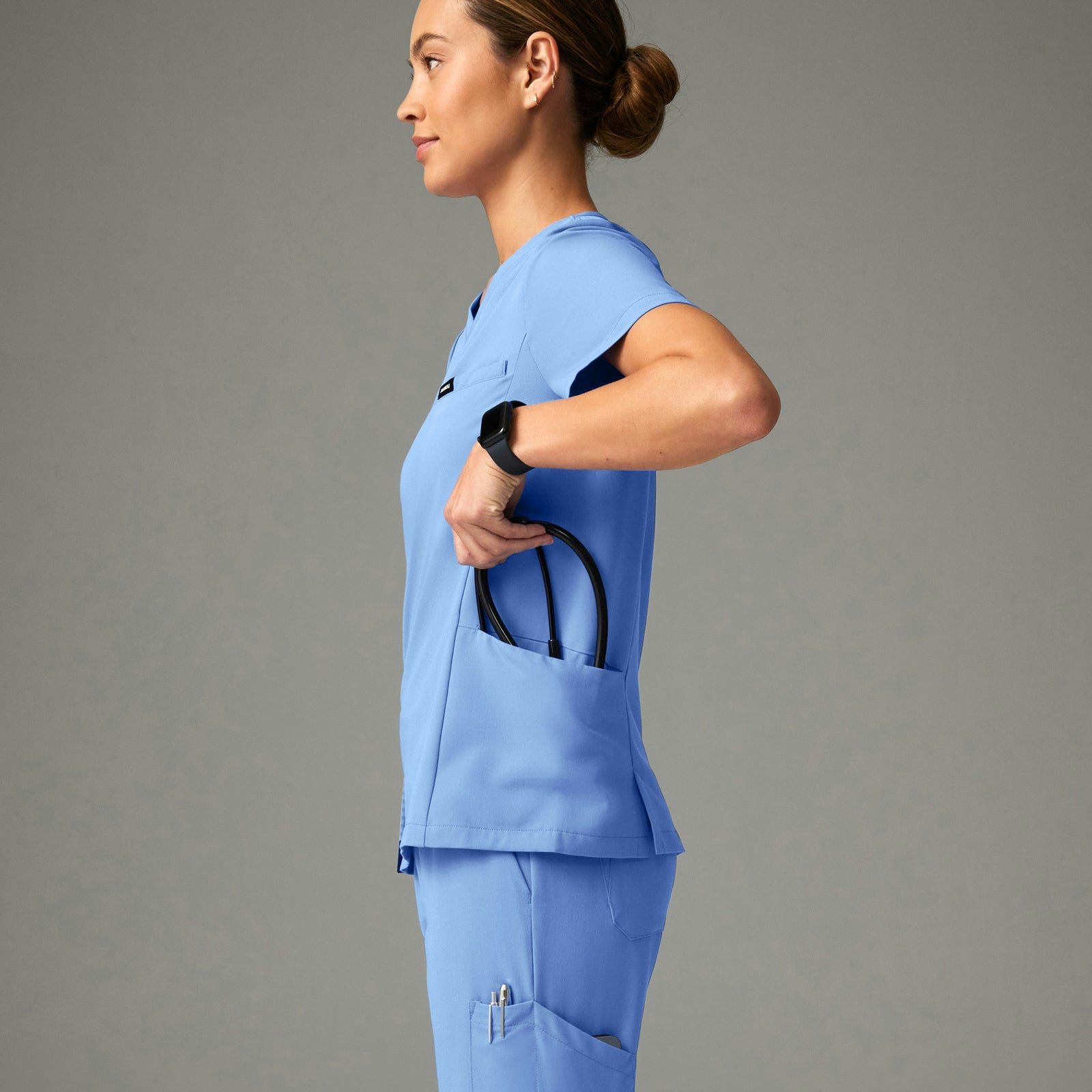 Magna 3-Pocket Scrub Top - Ceil Blue - WOMEN'S TOPS - Jaanuu