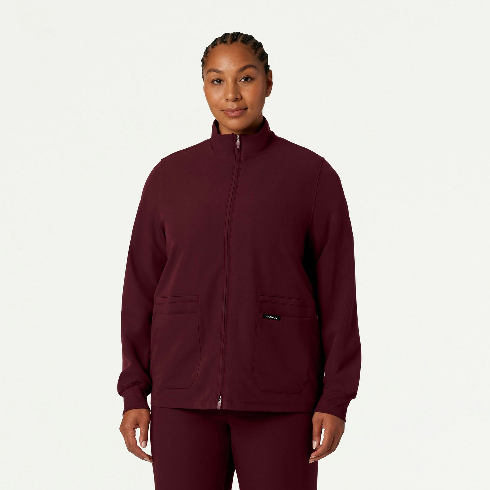 Ceri Essential 6-Pocket Scrub Jacket - Burgundy - WOMEN'S JACKETS - Jaanuu