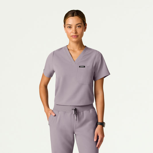 Rhena Essential 1-Pocket Scrub Top - Chrome - WOMEN'S TOPS - Jaanuu