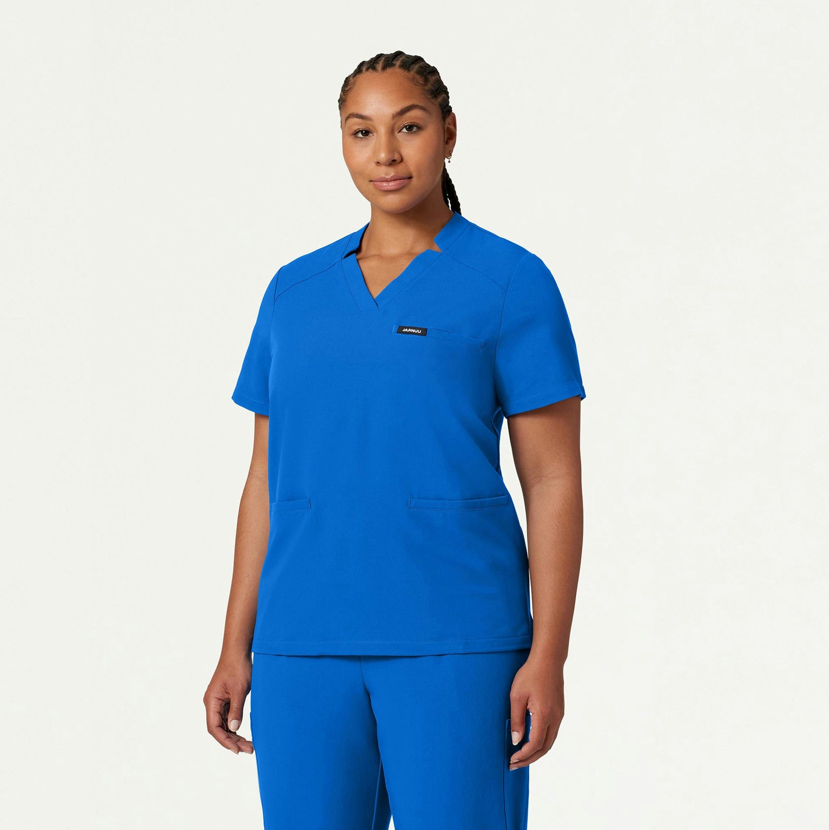 Helia Notched V-Neck Scrub Top - Royal Blue - WOMEN'S TOPS - Jaanuu