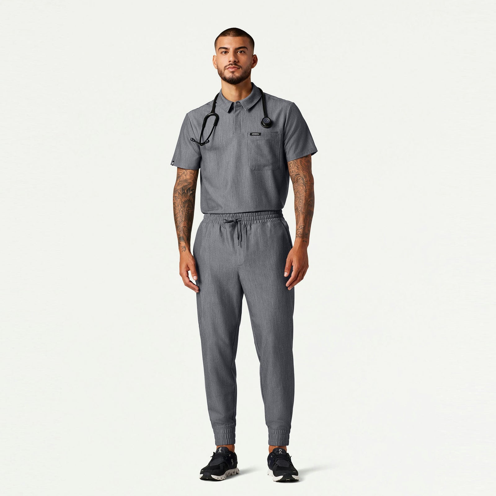 Cobot 8-Pocket Scrub Jogger - Heather Gray - MEN'S PANTS - Jaanuu