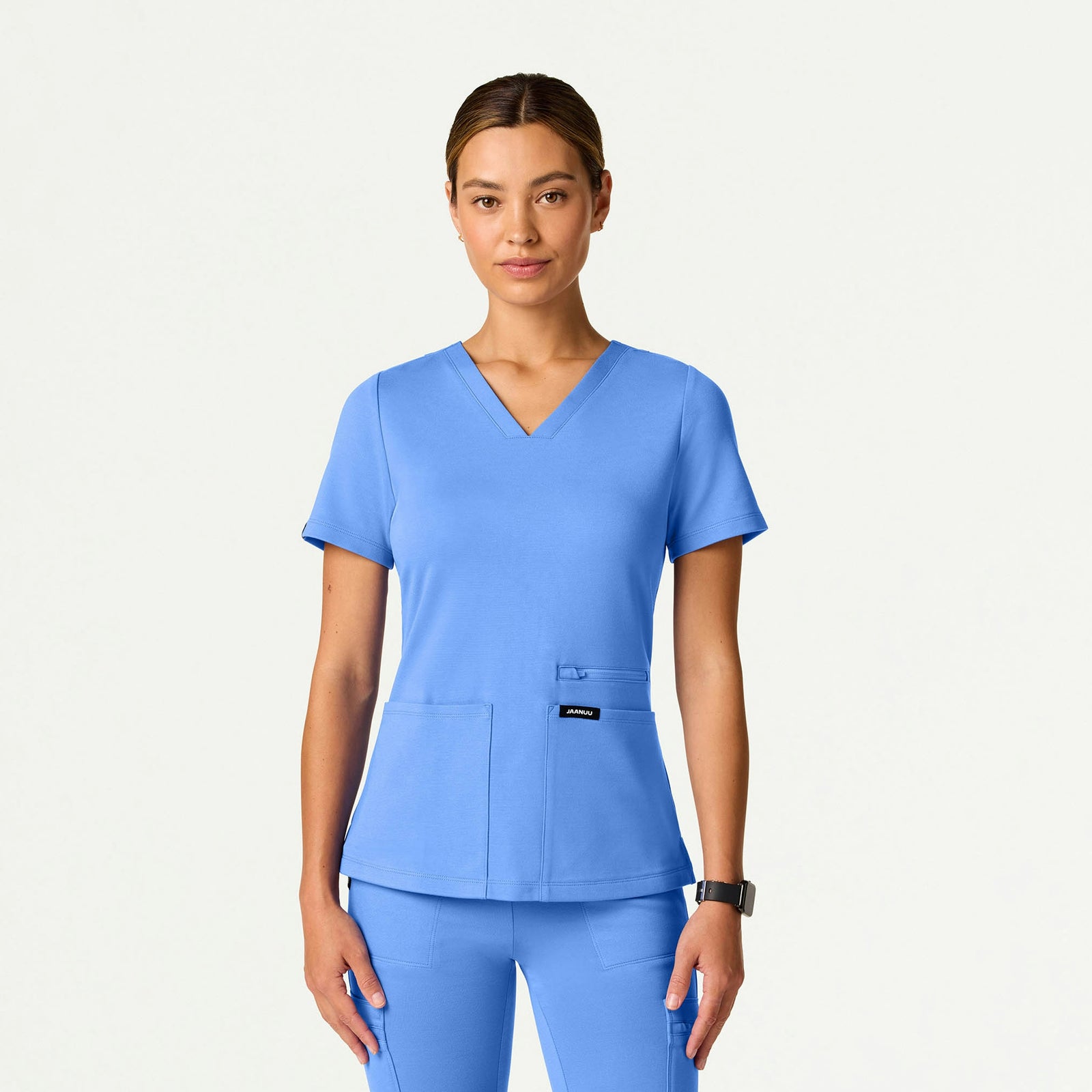 Kass Slim 4-Pocket ULTRAsoft Scrub Top - Ceil Blue - WOMEN'S TOPS - Jaanuu