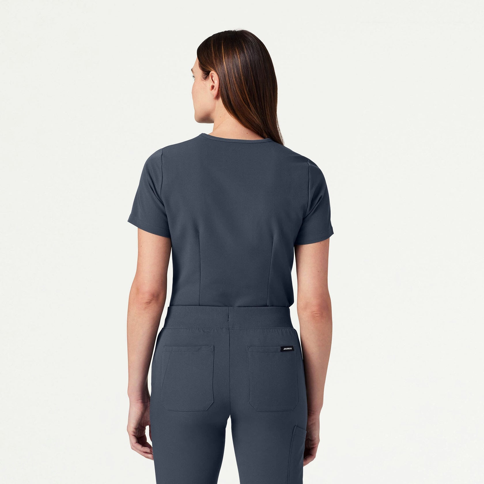 Rhena Slim Essential 1-Pocket Scrub Top - Carbon Gray - WOMEN'S TOPS - Jaanuu