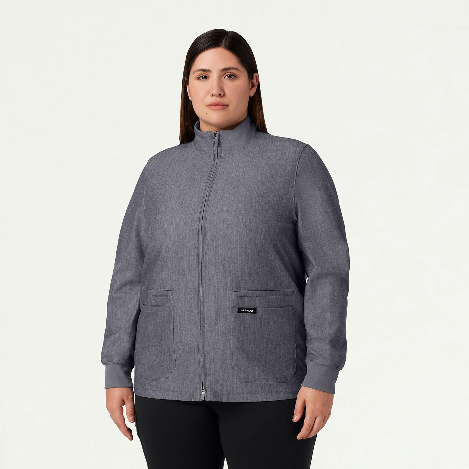 Ceri Essential 6-Pocket Scrub Jacket - Heather Gray - WOMEN'S JACKETS - Jaanuu