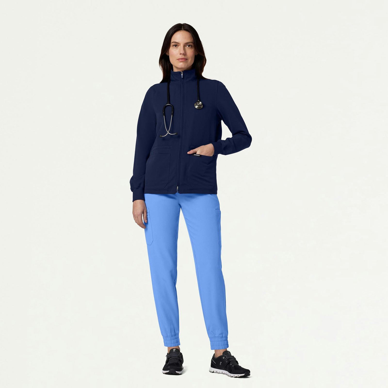 Ceri Essential 6-Pocket Scrub Jacket - Midnight Navy - WOMEN'S JACKETS - Jaanuu