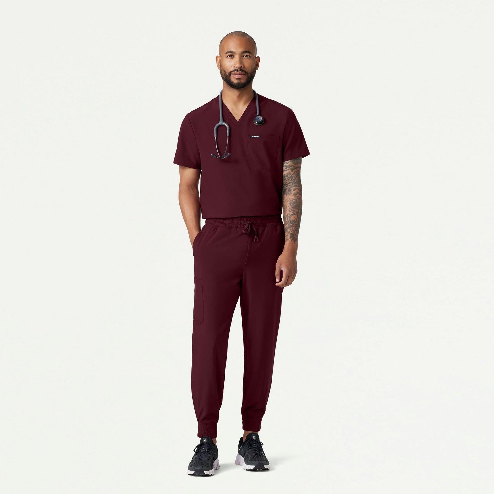 Holmes ULTRAlite™ 1-Pocket Scrub Top - Burgundy - MEN'S TOPS - Jaanuu