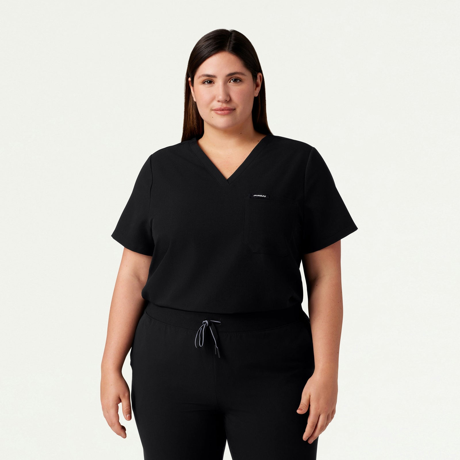 Rhena Essential 1-Pocket Scrub Top - Black - WOMEN'S TOPS - Jaanuu