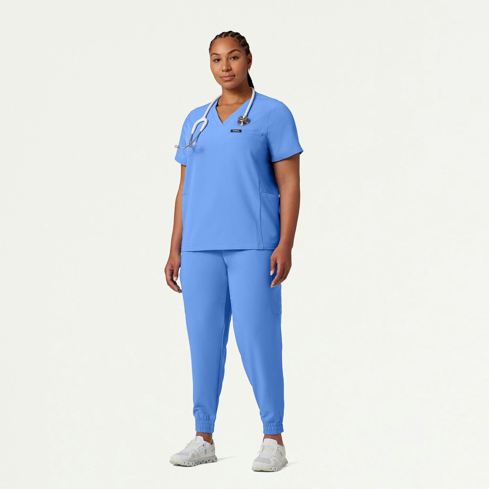 Magna 3-Pocket Scrub Top - Ceil Blue - WOMEN'S TOPS - Jaanuu