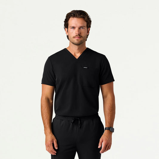 Holmes Slim Everyday 1-Pocket Scrub Top - Black - MEN'S TOPS - Jaanuu