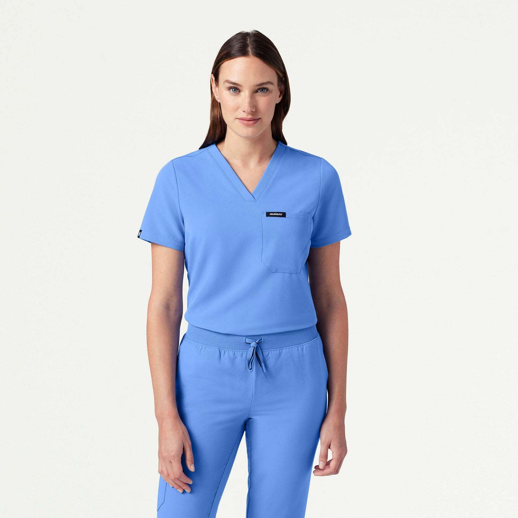 Rhena Slim Essential 1-Pocket Scrub Top - Ceil Blue - WOMEN'S TOPS - Jaanuu