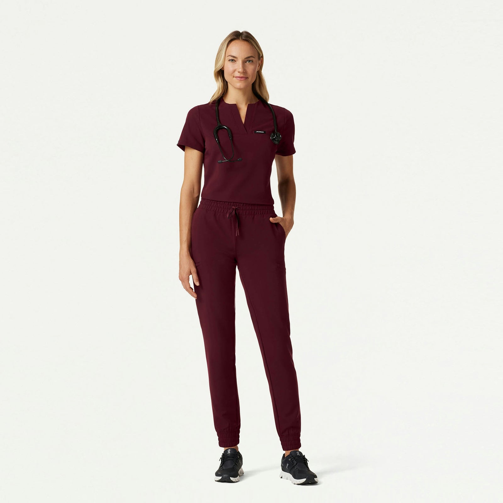 Jace Skinny On-the-Go Scrub Jogger - Burgundy - WOMEN'S PANTS - Jaanuu