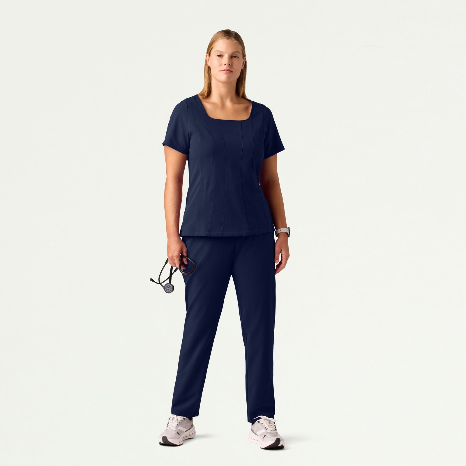 Emery Slim Square-Neck Scrub Top - Midnight Navy - WOMEN'S TOPS - Jaanuu