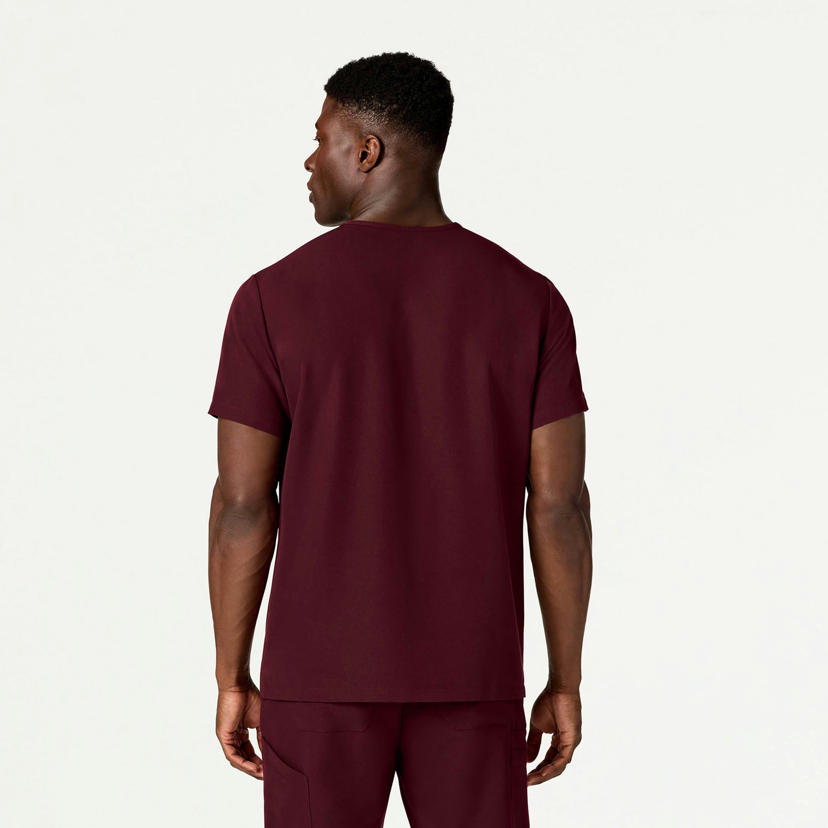 Platt 3-Pocket Scrub Top - Burgundy - MEN'S TOPS - Jaanuu