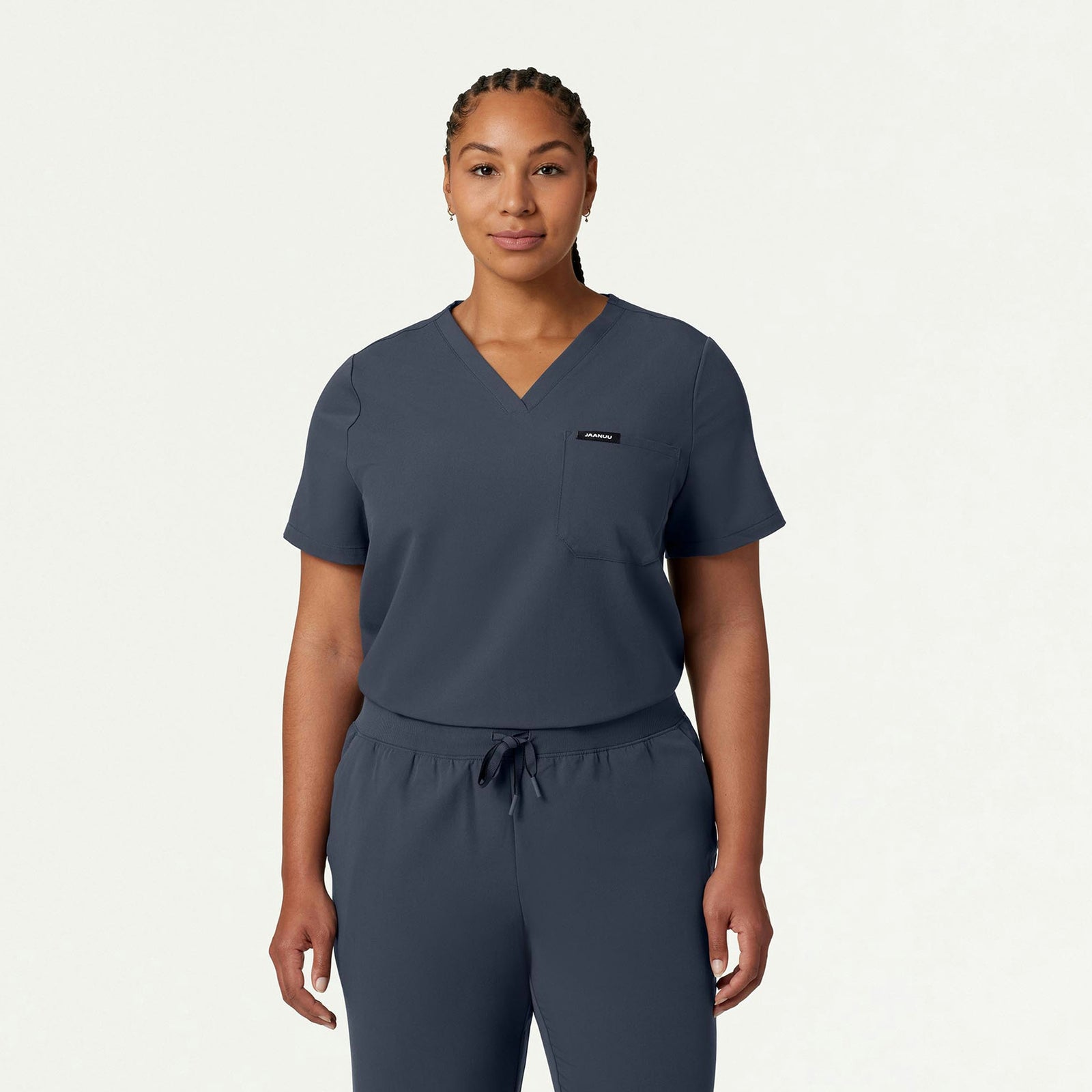 Rhena Essential 1-Pocket Scrub Top - Carbon Gray - WOMEN'S TOPS - Jaanuu