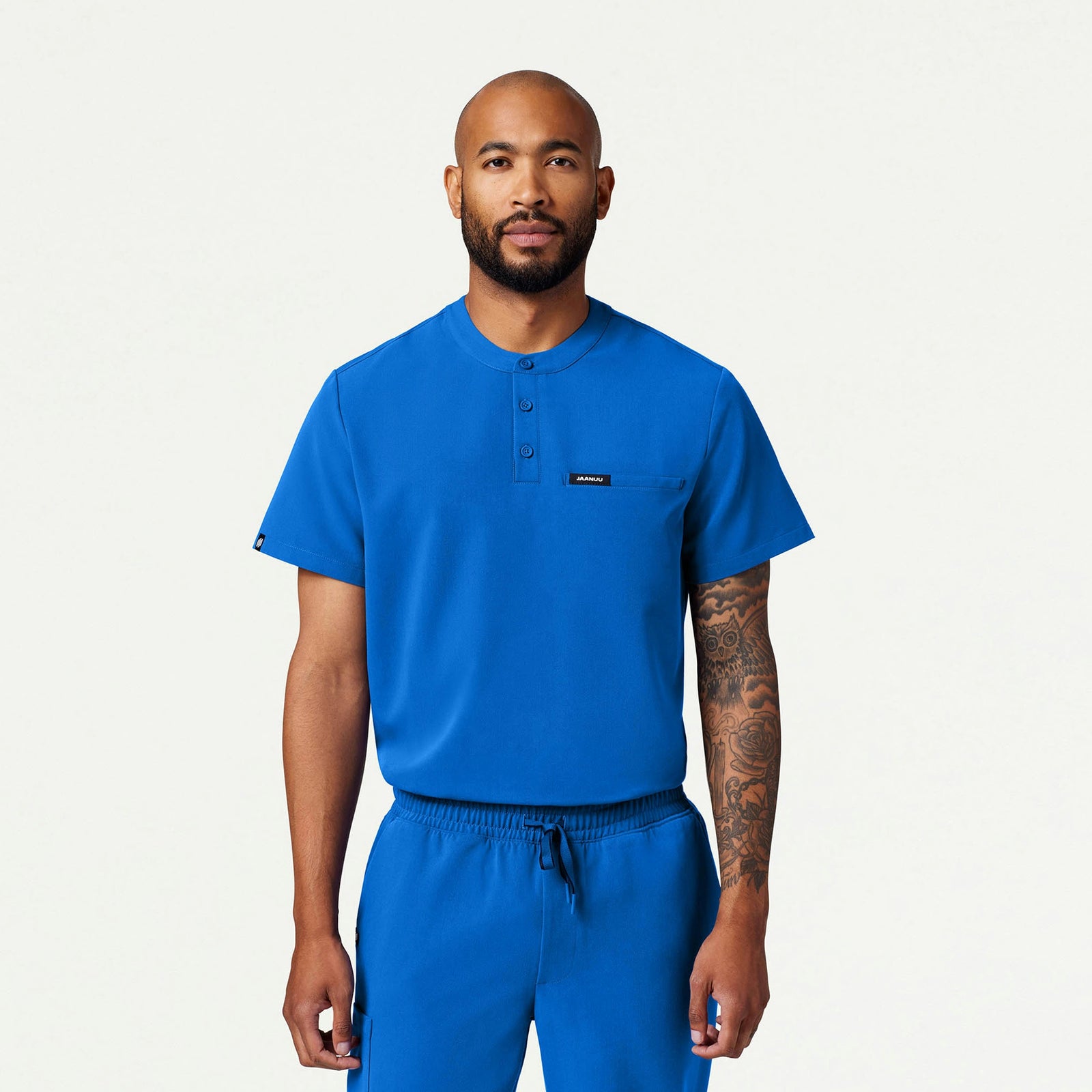 Reeve Henley Scrub Top - Royal Blue - MEN'S TOPS - Jaanuu